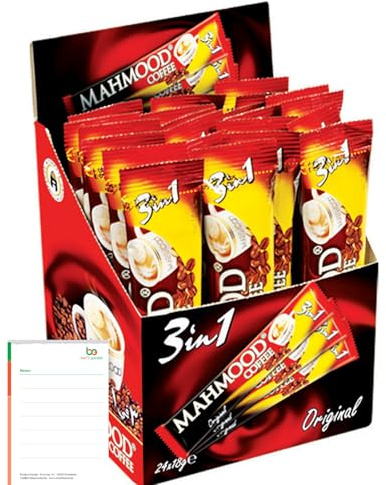 Ben's Garden Bundle: Mahmood Coffee 3in1 24x18g inkl Notizblock | Original 3 in 1 Instant Kaffee. Schnell & köstlich zubereitet in praktischen Sticks für den perfekten Kaffeegenuss