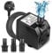 BARST 1500L/H Submersible Water Pump, Ultra Quiet Aquarium Pump for Fountains, Pool, Fish Tank, Pond, Hydroponics, Statuary with 4 Srtong Suction Cups,3 Nozzles (30W, 5m Power Cord)