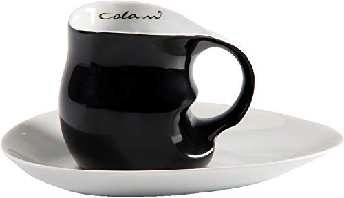 Luigi Colani Kaffeebecher 'ab OVO' - Schwarz, Porzellan, Kaffeetasse mit Untertasse, 210 ml