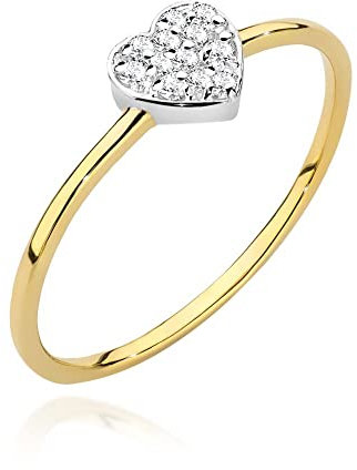 Damen Ring 585 14k Gold Gelbgold Herz natürlicher echt Diamanten Brillanten