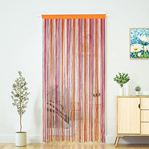 Fadenvorhang, Türvorhänge, Schlafzimmerdekoration, Küchenschrank, Wohnzimmer, Wäsche, Fransen, Flur, Quaste, Raumteiler, Boho, Hippie, zum Aufhängen für Hochzeit und Party (100 x 200 cm, Regenbogen)