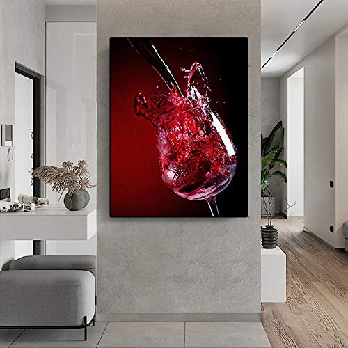 PYROJEWEL Peinture Murale en Verre à vin Rouge Art Impression Peinture Moderne Impressions sur Toile Art Bar Restaurant Maison Salon métope parure-50x70 cm sans Cadre