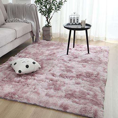 Swsen Alfombra Shaggy Salón Grandes - Alfombras Dormitorio Modernas para Pelo Largo Lavables - para Dormitorio, Comedor, Pasillo y Habitación Juvenil - Rosa, 40x60 cm
