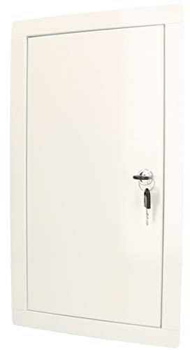 KOTARBAU® Puerta de inspección, 25 x 40 cm, Acero inoxidable, Panel de acceso, Compuerta de fácil acceso, Puerta de revisión, Trampilla para pared o techo, Blanca, Cerradura con llave