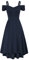 GRACE KARIN Femme Robe de Soirée à épaules Dénudées Plissée élégante de Cocktail à Bretelles Spaghetti Col en V M Bleu Marine CL1742A22-02