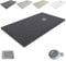 Piatto doccia in resina extra piatta outletaseo – tutte le misure disponibili – texture ardesia antiscivolo – include valvola di scarico + griglia (70 x 90, nero RAL9005)