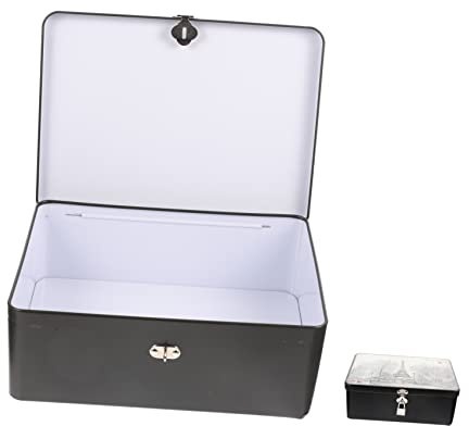 Cabilock Aufbewahrungsbehälter Mit Schloss Weißblech Flach Mit Deckel Kleiner Schließkasten Tragbar Metallkasten Für Süßigkeiten Teeblätter Schmuck Und Kleine Gegenstände