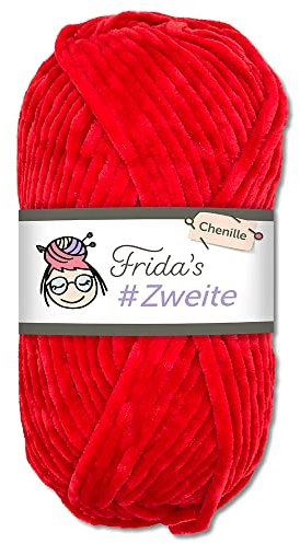 Frida's #Zweite Wolle 100g Chenille Wolle Amigurumi Stricken & Häkeln weich (18 - Rot)