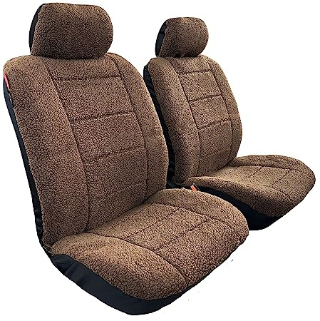 Sitzbezüge aus künstlichem Schaffell, braun, Vordersitzbezug für Autos, LKWs, SUV, flauschig, Universalgröße, passend für Autozubehör