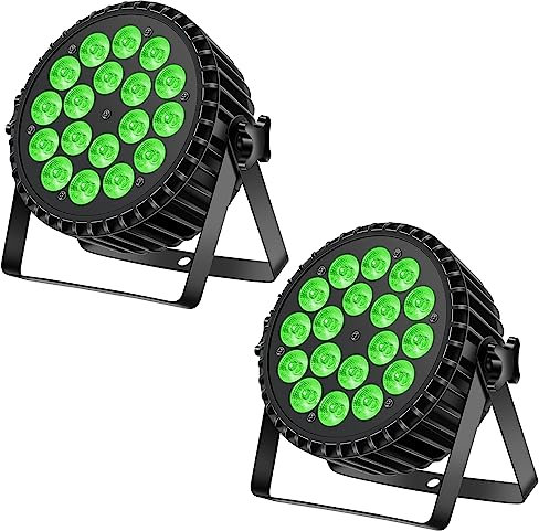 Ukfog 2PCS 200W 18 LED Par Scheinwerfer 8CH Par LED Licht RGBW+DMX Strobe Sound Aktiv Modus LED Bühnenlichter Strahler Discolicht Partylicht für Hochzeit/Partys/Kirche/Club/DJ-Live-Show