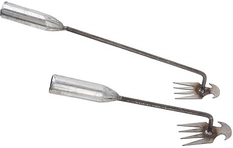 Asixxsix Strumento di Diserbo, 2pz Artefatto di Diserbo Sradicamento Strumento di Diserbo con Manico Lungo 4 Denti Doppio Scopo Zappa a Mano Giardinaggio Strumento Sarchiatore Erbaccia