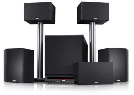 Teufel Sistema 6 5.1 Set Home Theater con Potente subwoofer, Altoparlante di Fascia Alta per Audio e Musica, dipoli a 3 Vie, Atmosfera cinematografica, Nero