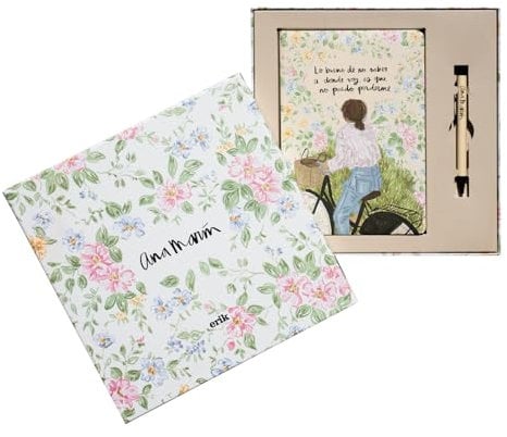 Grupo Erik Premium Set Notizbuch mit Stift Ana Marin Notizbuch A5 Dotted - Notizbuch Klein - Reisetagebuch zum selberschreiben - Bullet Journal Dotted A5 Tagebuch Mädchen und Jungen Beige