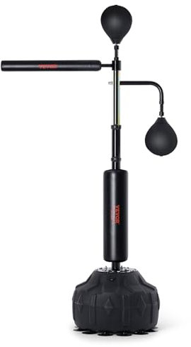 VEVOR Box-Speed-Trainer, Boxsack mit Ständer, Reflex-Boxsack für Jugendliche & Erwachsene, Höhenverstellbares Schlagsack-Set mit Handschuhen, Workout-Speed-Bag für Training Schwarz