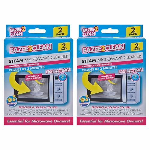 (Set of 2) All Purpose Microwave Steam Cleaning Packs, Fast Acting Microwave Degreaser & Fat Stain Remover Cleaner, Cleans and Freshens Microwaves in 2 Minutes (Microwave Cleaner)