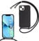 SLWYF Compatible with iPhone 13 Crossbody Lanyard Case, Liquid Silicone Protective Phone Case with Strap Adjustable Neck Cord Necklace Soft Cover for iPhone 13, Black