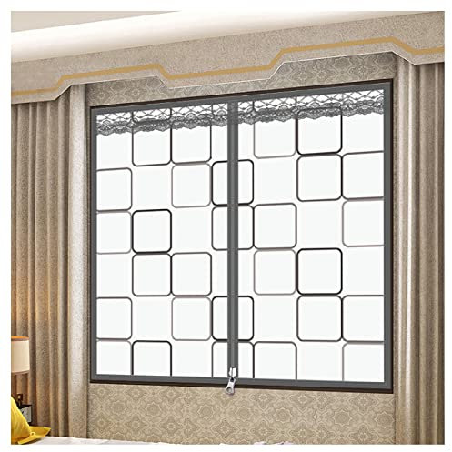 MNIHSFRTY Winter-Fenster-Isolierfolie, transparente Plane mit Reißverschluss und Magic Tape Winter-Windabweiser-Isolierfolie aus weichem Kunststoff, 43 Größen (Farbe: Klar, Größe: 0,9 x 1,5