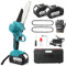 KEATFE Mini motosega a batteria da 6 pollici con 2 batterie da 5500 mAh, motosega a batteria con una sola mano, per l'uomo, con blocco di sicurezza, motosega a mano, per tagliare il legno