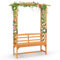 COSTWAY Panchina 2 Posti con Arco da Giardino per Rose e Rampicanti, Pengolato con Panchina in Legno di Abete, Graticcio per Piante da Esterno per Balcone, Cortile e Terrazzo (160 x 50 x 199 cm)