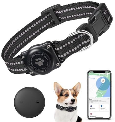 GPS Tracker Dogs-Mini GPS Tracker with Dog Collar(iOS Only)- No Monthly Fees-Pet Waterproof Collars-Works with Apple Find My-Dogs GPS Portable Anti Lost Tracking Device (1 Pack)