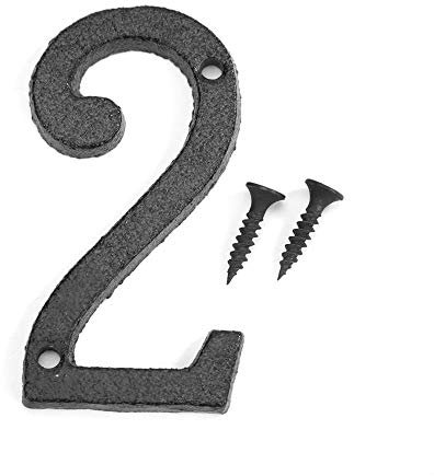 Starnearby Numéro de Maison 0-9 en Fer Noir, Numéro de PorteMaison, Chiffre Maison Extérieur, Numéro de Rue Metal, Plaque Enseigne Mur Porte avec Vis de Fixation (Numéro 2)