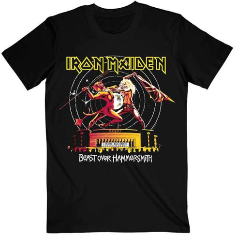 Rock Off officially licensed products Iron Maiden Beast Over Hammersmith Eddie and Devil Tonal T Shirt S Black