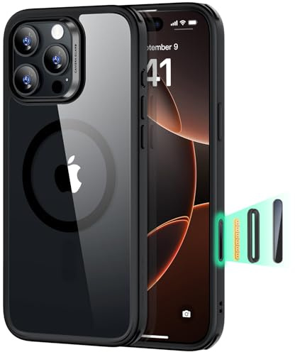 ESR für iPhone 16 Pro Max Hülle für MagSafe, Klares Schwarz | Kamerasteuerung, Vergilbungsschutz, Ultraskinny, 3X Militär-Sturzschutz, Magnetische Handyhülle, Stoßdämpfend
