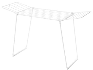 Brabantia HangOn Drying Rack, 18 metres (White), Large Capacity Clothes Drying Rack for Up to One Full Machine Load, Foldable Laundry Stand for Large and Small Items, No Pegs Needed