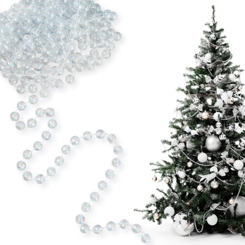 Perlenkette Weihnachtsbaum Ø 10mm - Acryl Glänzende Perlengirlande Christbaumschmuck Perlenband,10M Weihnachtsbaum Kette Perlen Weihnachten Perlenband Perlenschnur Christbaumkette Dekoration
