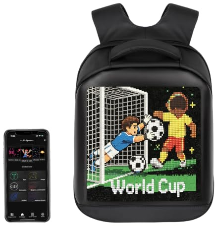 LED Rucksack mit App-Steuerung, Laptop Rucksack Dynamische mit LED Display | DIY Skateboard Rucksack Bluetooth Übertragung, Multifunktional Rucksack für Männer Frauen Reisen Motorräder Roller