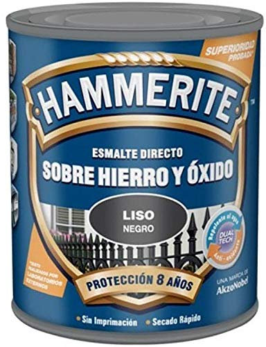 Hammerite Esmalte Liso Brillante, Negro, 2.5 l (Paquete de 1)