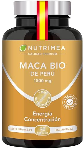 Maca Andina | 1500 mg | Ecológica | 100% Pura | 90 Cápsulas Veganas | Raíz de Maca Bio | 100% Pura | Superalimento Natural | Complemento Alimenticio | Nutrimea