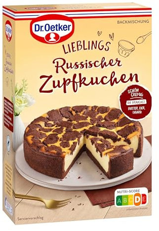 Dr. Oetker Russischer Zupfkuchen 5er Pack, 5 x 670 g, Kuchen-Backmischung für Knetteig mit Quarkfüllung & origineller Zupfenoptik, gelingsicheres Backen