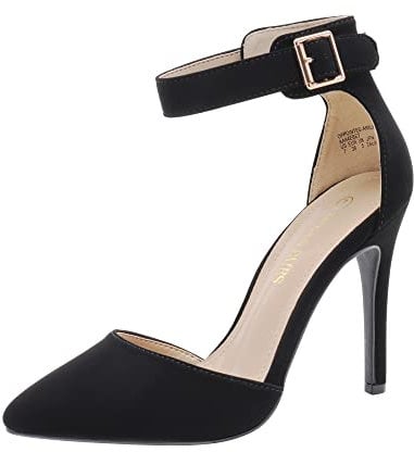 DREAM PAIRS Women's High Heel Party Court Shoes Stiletto Pointed Toe Ankle Strap D'Orsay Pumps Shoes Oppointed-Ankle,Size 5,Black,Oppointed-Ankle