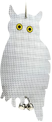 PrimeMatik - Ahuyentador de Aves Repelente de pájaros y plagas Espantapájaros Tipo búho Reflectante y cascabeles