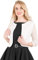 BlackButterfly Gekürzte 3/4 Spitze-Hülsen öffnen Bolero Abendjacke Bluse (Elfenbein, M)
