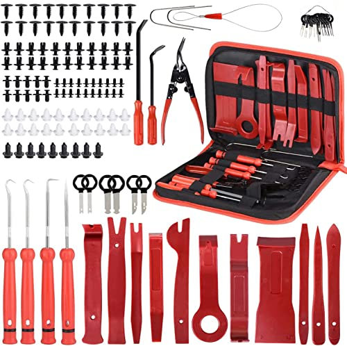 medoga Ensemble de 139 Outils de démontage de Garnitures, de Panneaux de Portes de Voiture avec Broches de retenue, Ensemble à Pince et extracteur d’Attaches…