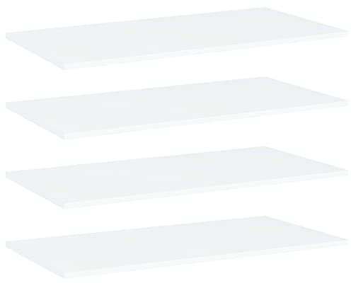 vidaXL Bookshelf Boards 4 pcs White 80x40x1,5 cm Engineered Wood | Sleek, simple look for any decor, Great for displaying or storing stuff, Made from durable engineered wood