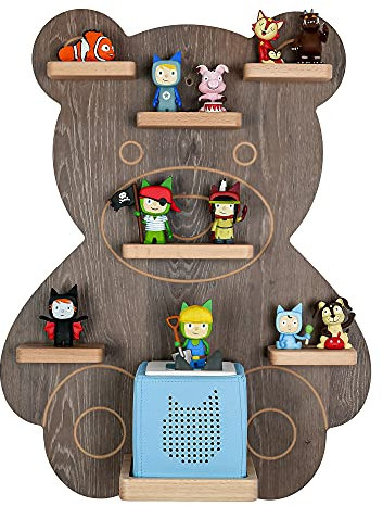 MR TEDDY BEAR Kinderregal Bär | Holzregal für die Toniebox und Tonies | Tonie-Regal hergestellt in der EU | Wandregal zum Spielen und Sammeln | Für Mädchen und Jungen | Dunkle Eiche