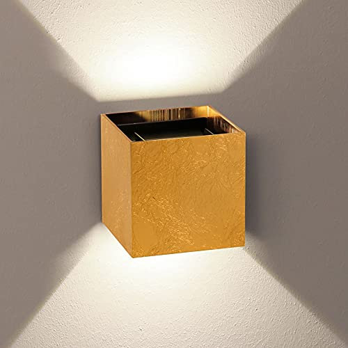 s.luce Ixa LED High Power Wandlampe IP20 Dimmbare Wandleuchte Up und Down Light, Farbe Blattgold, Quadratisch