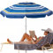 Retoo Sonnenschirm Ø 170 cm & 170 cm Höhe mit Sonnenschutz, Strandschirm, Gartenschirm, Marktschirm, Terrassenschirm, Polyester Bespannung, Strandsonnenschirm, Sonnenschutzschirm, Balkonschirm, Blau