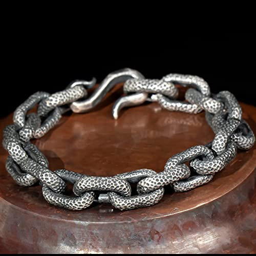 Bracciale Argento Sterling Nordico Uomo Argento 999 Hip-Hop alla Moda Fatto Mano Frusta Cavallo per Ragazzi, Gioielli personalità per Regali del Fidanzato Possono Essere Personalizzati,24cm