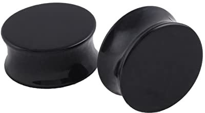 Beydodo Ohr Plugs 20MM Set, Ohrringe Tunnel Rund Schwarz Piercing Tunnel Ohr Expander 2PCS