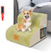 MASTERTOP Hundetreppe für Kleine Hunde, 2 Stufen Schaumstoff Haustiertreppe Katzentreppe mit Plüschbezug, Waschbar Hunderampe mit Aufbewahrung Stasche für Sofa Bett, Senden 1 Fusselrolle