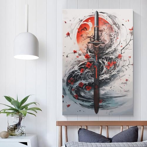 Legendäre Samurai-Katana-Poster und Drucke – Leinwand-Wanddekoration, Gemälde, ländliche Wandkunst für Küche, Badezimmer, Schlafzimmer, Wohnzimmer, Dekoration, Bild, 50 x 75 cm (20 x 30 Zoll)