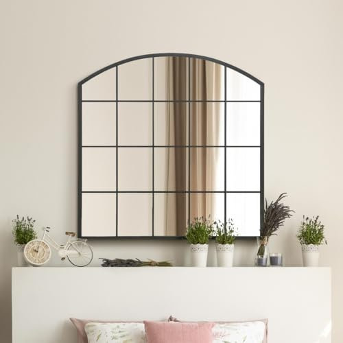 The Arcus - Black Framed Arched Window Leaner/Wall Mirror 39 X 39 (100x100CM) Suitable for Inside and Outside!
