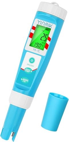 YINMIK Pool Messgerät Digitales 7 in 1 pH und Chlor Messgerät für Schwimmbäder, Whirlpools, Professional pH Salz Chlor ORP EC TDS Temperatur Tester Kit für Hydrokultur Aquarien