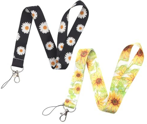 Lot De 2 Cordons Marguerite, Motif Marguerite, Design Tendance, Facile À Transporter, Imperméable Et Anti-Salissure, Adapté Aux Cordons Pour Clés Et Porte-Cartes.