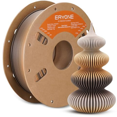 ERYONE Matte PLA 3D Drucker Filament 1.75mm, Matte Gradient Rainbow PLA, Maßgenauigkeit +/- 0.03 mm, 1 kg 1 Spule, Mattes mehrfarbiges PLA, Kaffee mit mattem Farbverlauf