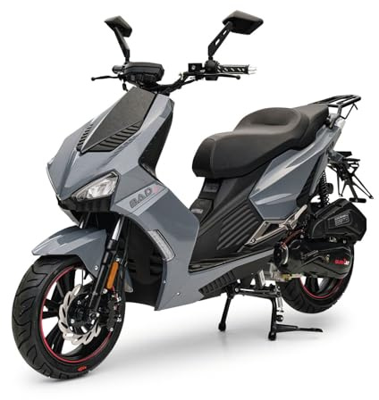 Burnout Motorroller 125 ccm BAD s Grau, Euro 5+, 9 PS EFI Einspritzung, 85 km/h, LED Beleuchtung, hydraulische Scheibenbremsen, Keyless Go, USB, 2-Sitzer